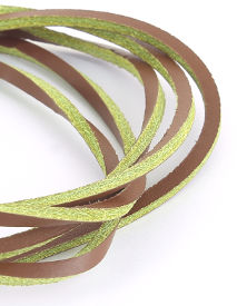 LACET EN CUIR - CARRE BATEAU JAUNE ET MARRON NOISETTE 